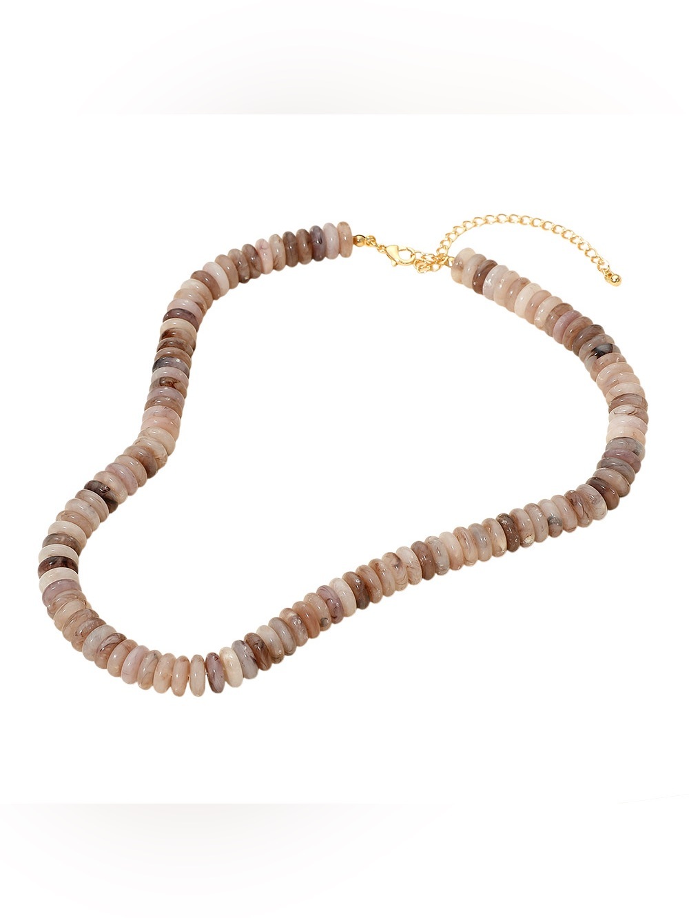 Flat Resin Disc Beaded Necklace